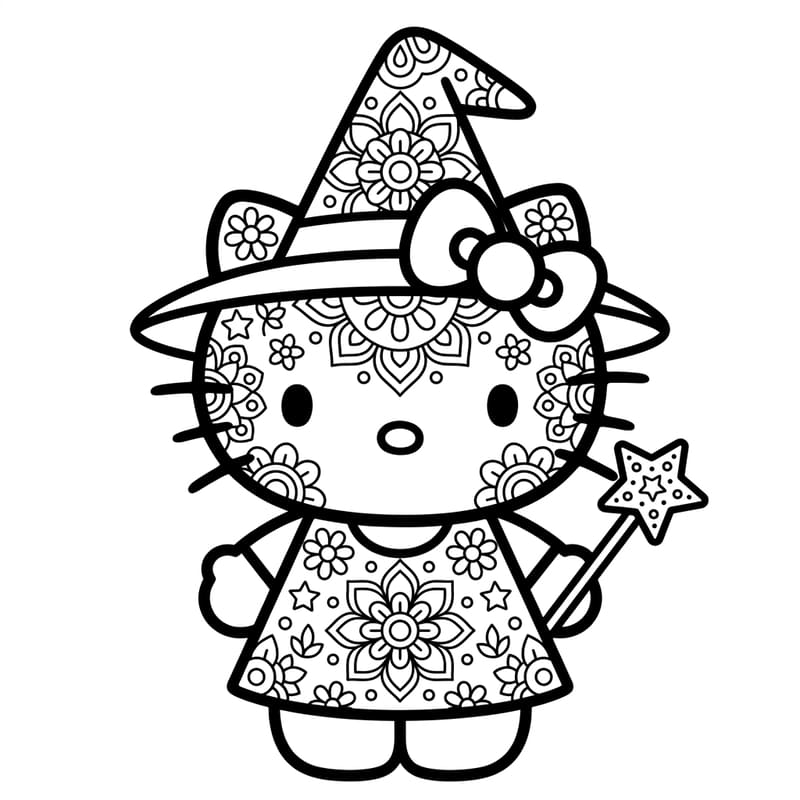 Coloriage Mandala: Hello Kitty sorcière Mandalas