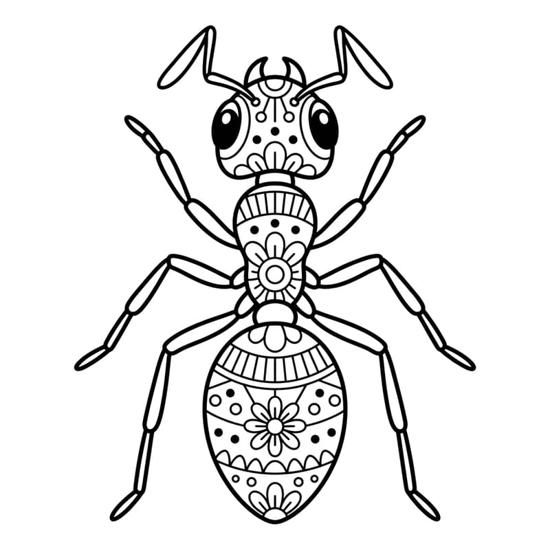 Coloriage Mandala: fourmi aventureuse Mandalas