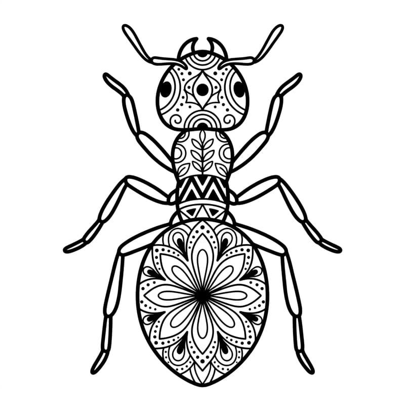 Coloriage Mandala: fourmi en file Mandalas