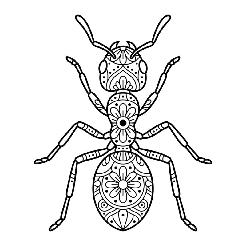 Coloriage Mandala: fourmi intelligente Mandalas