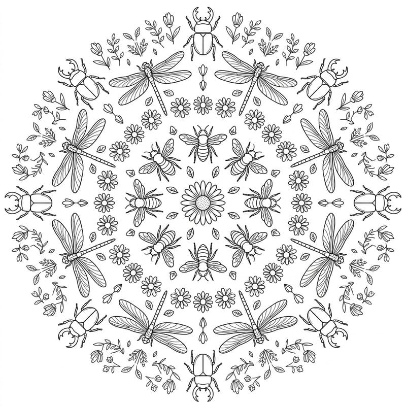 Coloriage Mandala: insecte abstrait Mandalas