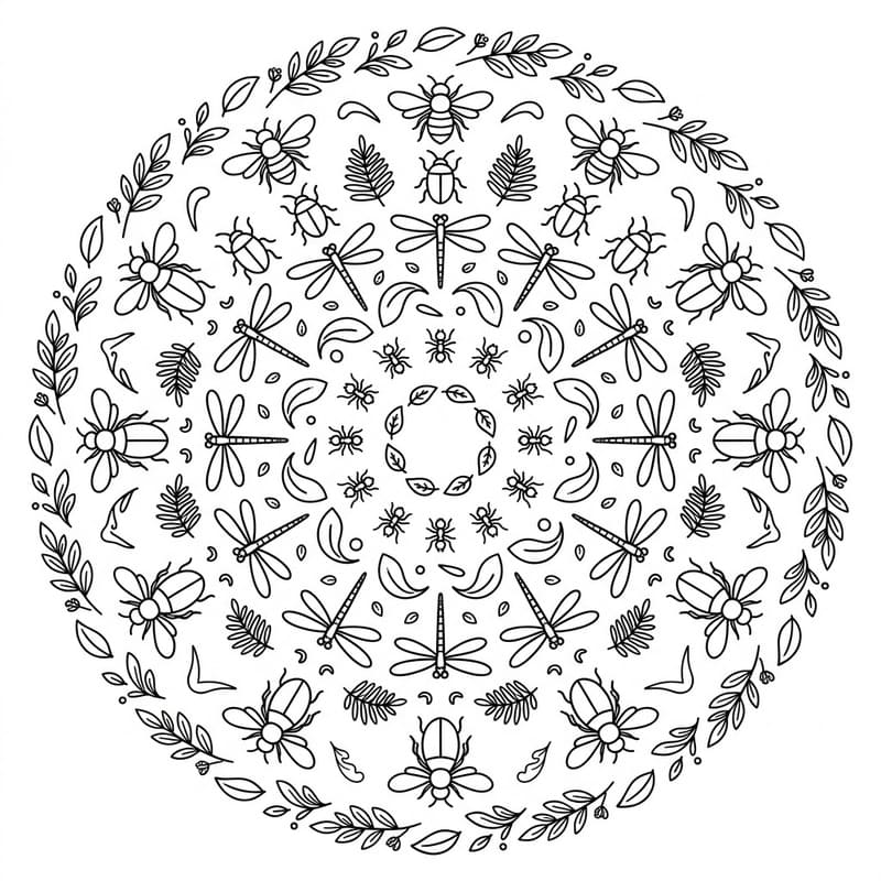 Coloriage Mandala: insecte coloré pastel Mandalas