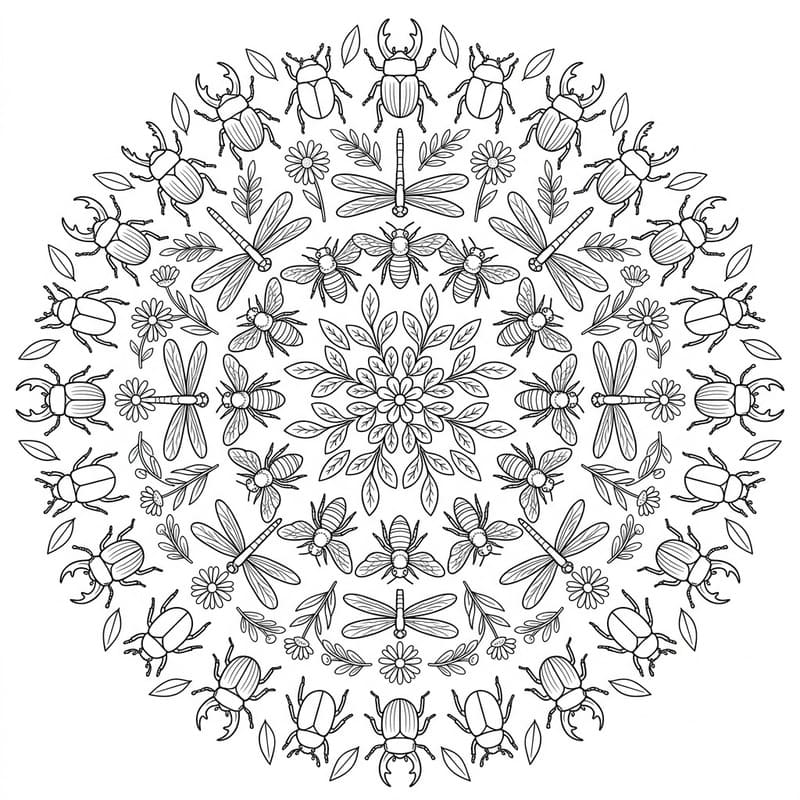 Coloriage Mandala: insecte décoratif Mandalas