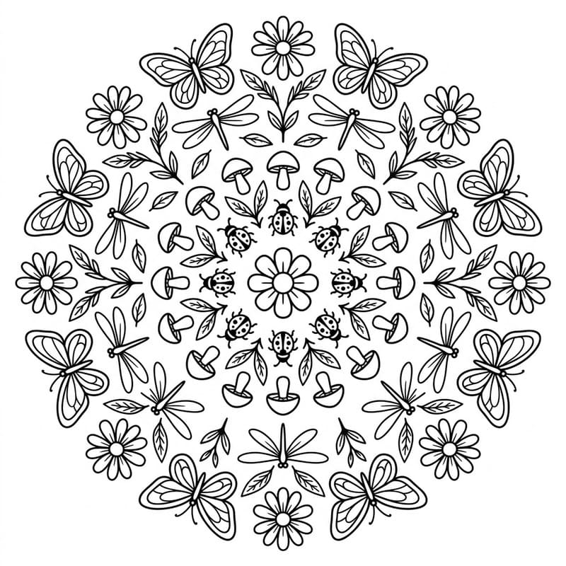 Coloriage Mandala: insecte mignon Mandalas