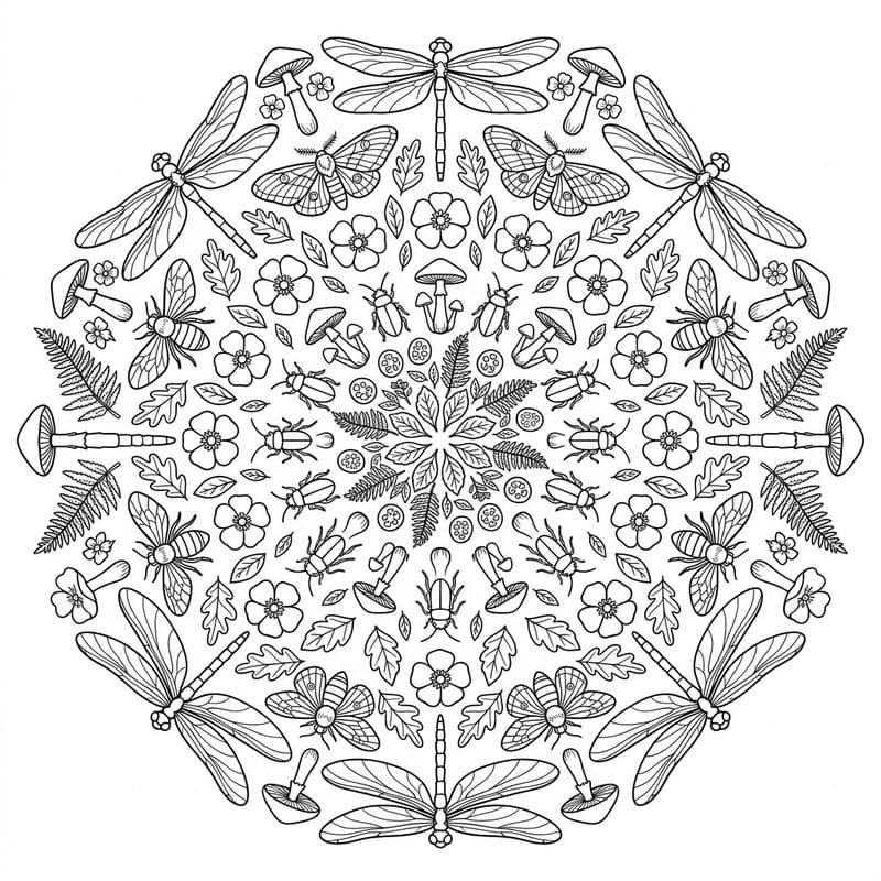 Coloriage Mandala: insecte minuscule Mandalas