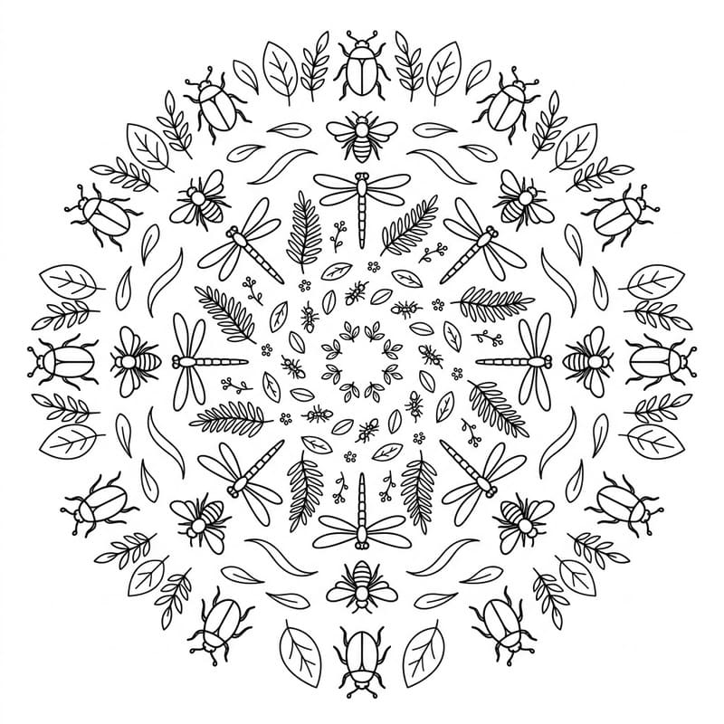 Coloriage Mandala: insecte scintillant Mandalas
